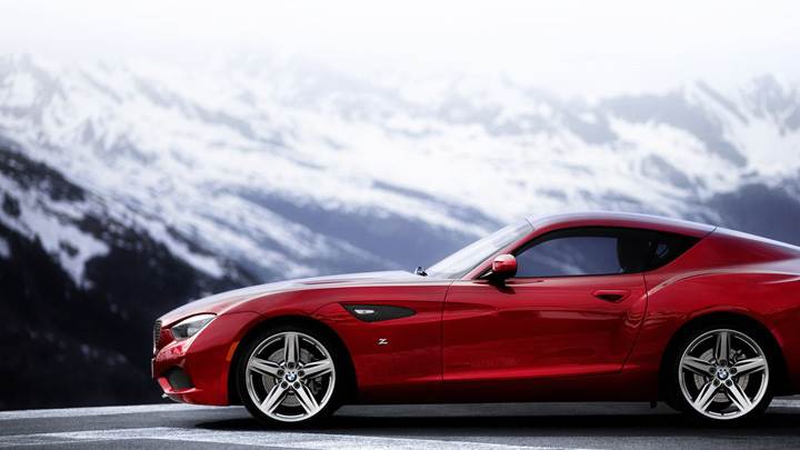 Side Pose Of BMW Zagato Coupe Concept In Red